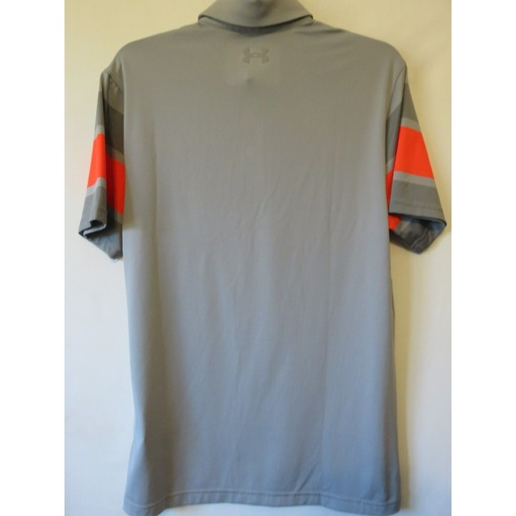Under Armour The Playoff Polo Grey Short Sleeve Shirt Men's Sz S UPF 40 Stripes - Picture 4 of 4